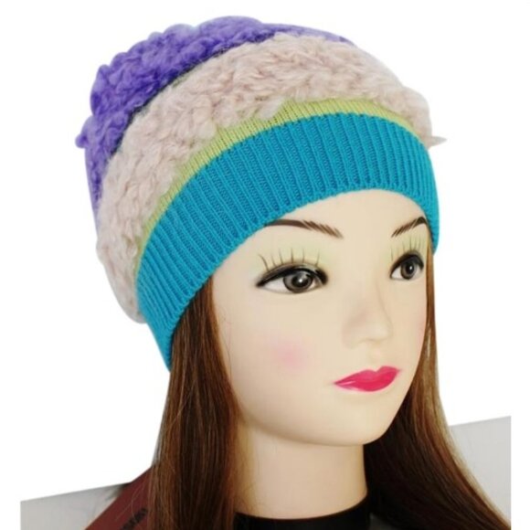 Missoni Italy Fuzzy Striped Knit Hat Cap Wool Stripe M Multicolor main image 4